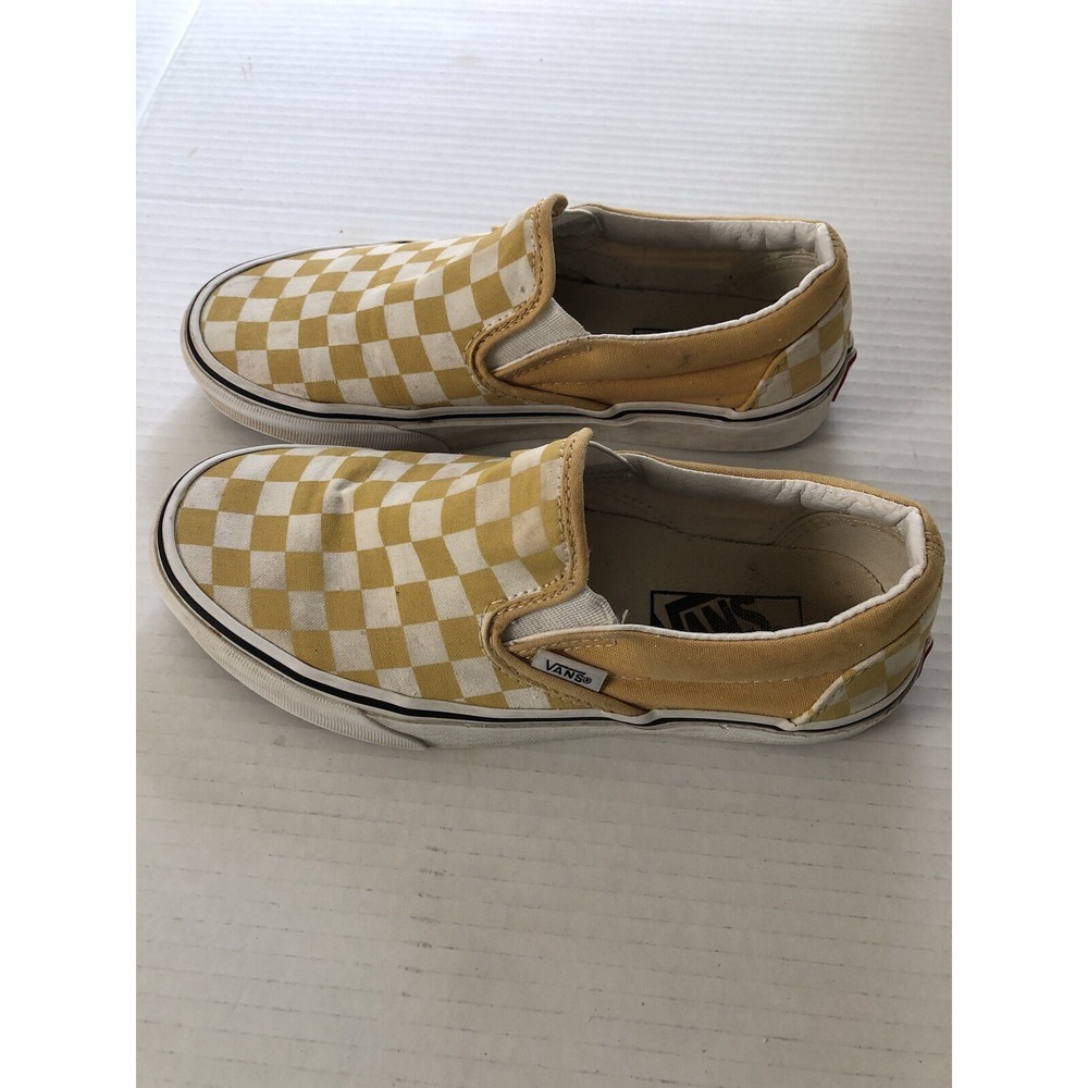 Vans Checkerboard Classic Slip On Yellow White US Men 4.5 / Women 6